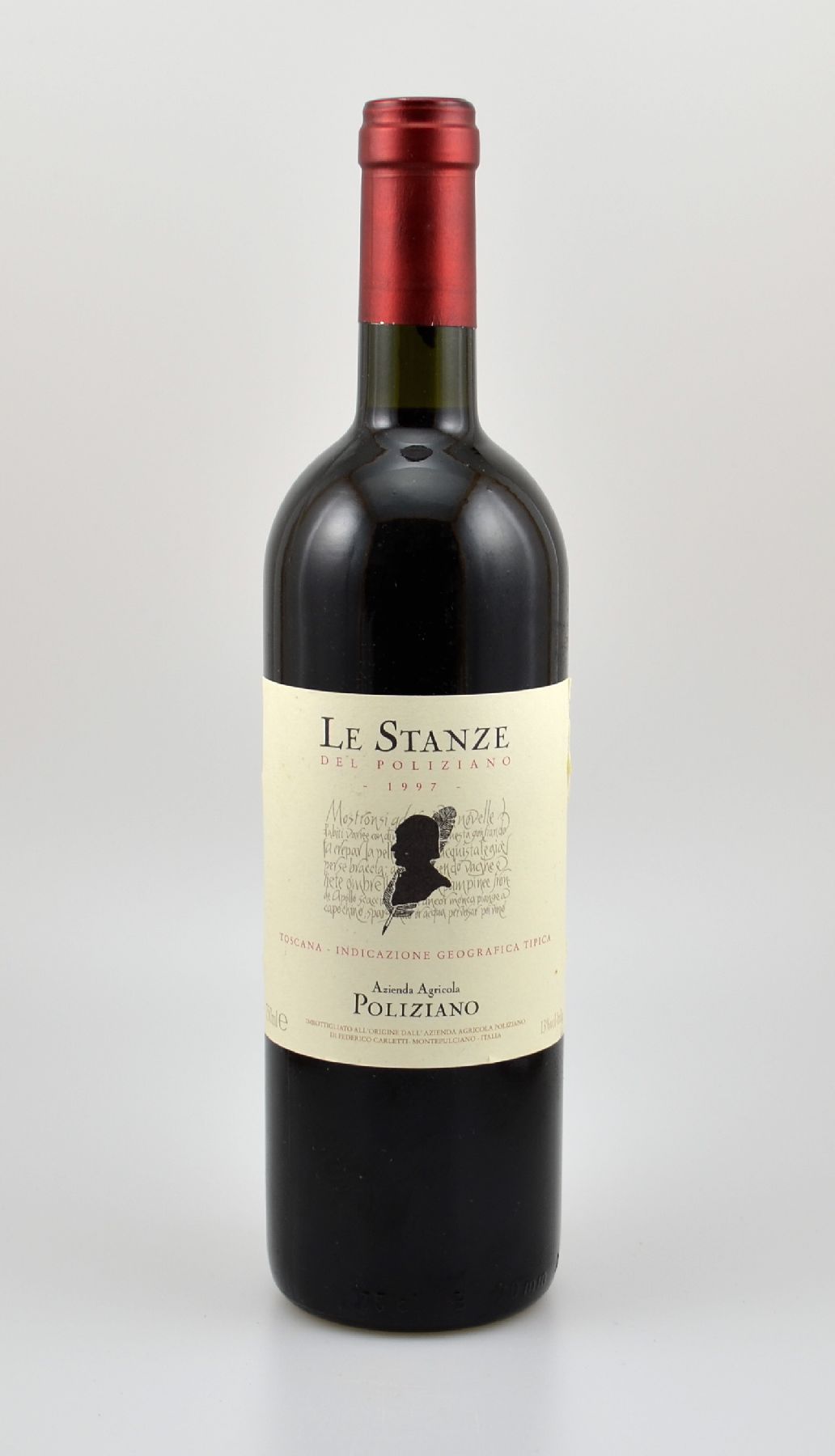 12 Flaschen 1997 Le Stanze del Poliziano, Toscana, je ca. 75 cl, 13 % Vol., Füllstände: je ca. into neck, gute Erhaltungszustände, unverkostet, ...