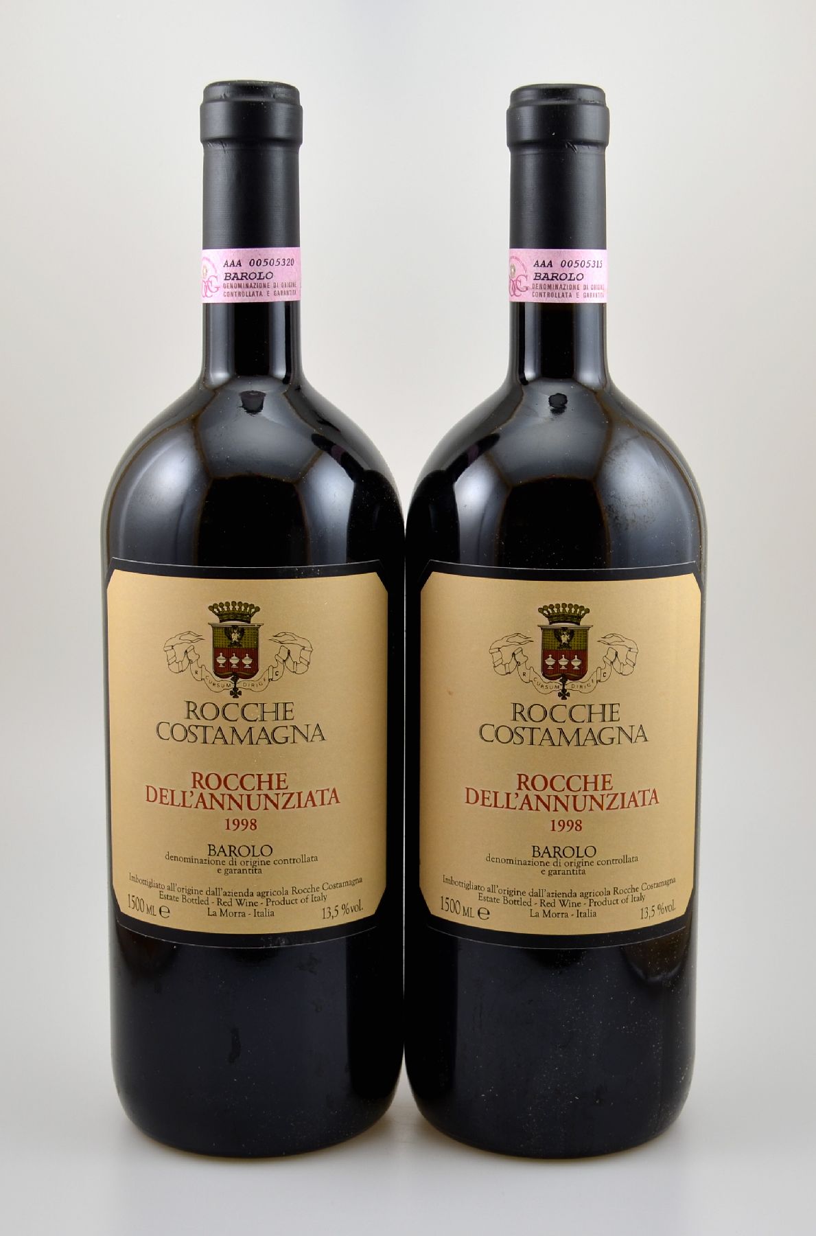 2 Magnumflaschen 1998 Rocche Costamagna Barolo Rocche Dell'Annunziata, je 150 cl, 13,5 % Vol., Füllstände: je into neck, hervorragende ...