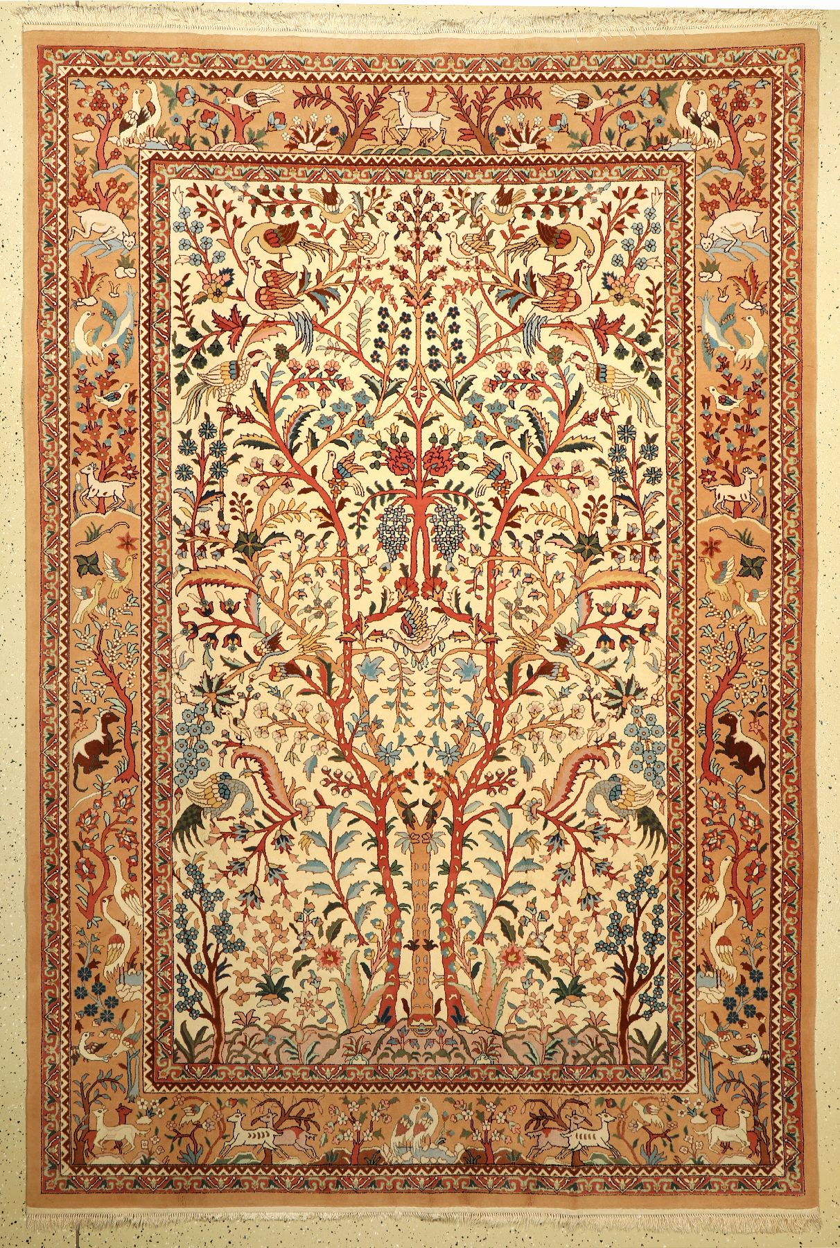 Mongolei fein, ca. 40 Jahre, Korkwolle auf Seide, ca. 271 x 185 cm, EHZ: 2