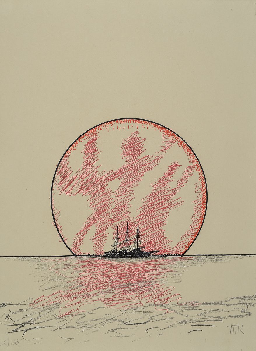 Man Ray, 1890-1976, Segelschiff vor Sonne, handsigniert, num. 15/100, ca. 37x27cm, u.Gl., R.