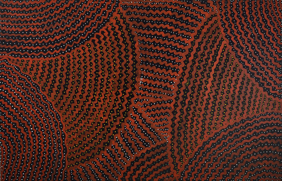 Angelina Pwerle Ngale, geb. 1950, ist die Sprecherin der Anmatyerre, begann 1988 mit ihrer künstlerischen Tätigkeit, verschiedene Ausstellungen in ...