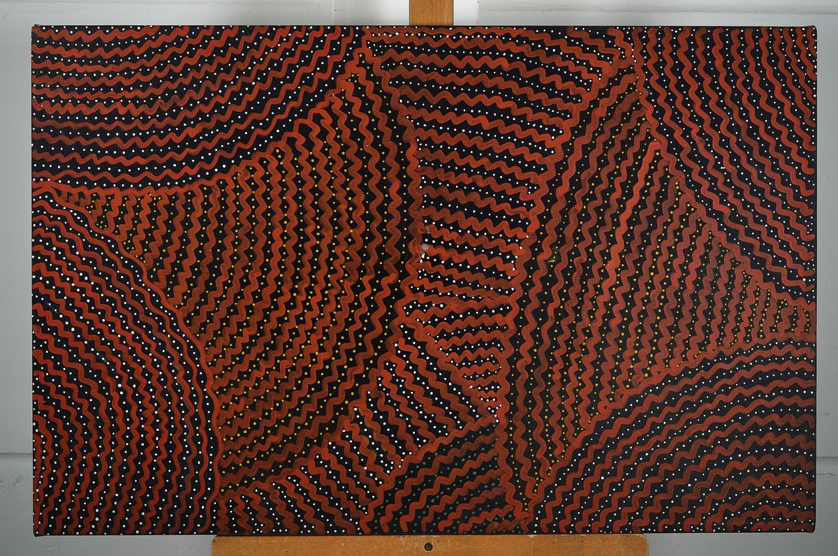 Detail k: Angelina Pwerle Ngale, geb. 1950, ist die Sprecherin der Anmatyerre, begann 1988 mit ihrer künstlerischen Tätigkeit, verschiedene Ausstellungen in ...