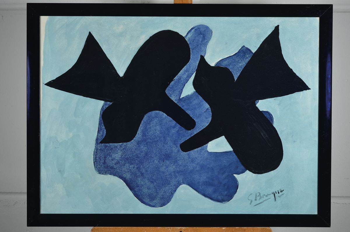 Detail k: Georges Braque, 1856-1916 Paris, Farblithografie, sign., unter Glas gerahmt, ca. 61x83,5 cm