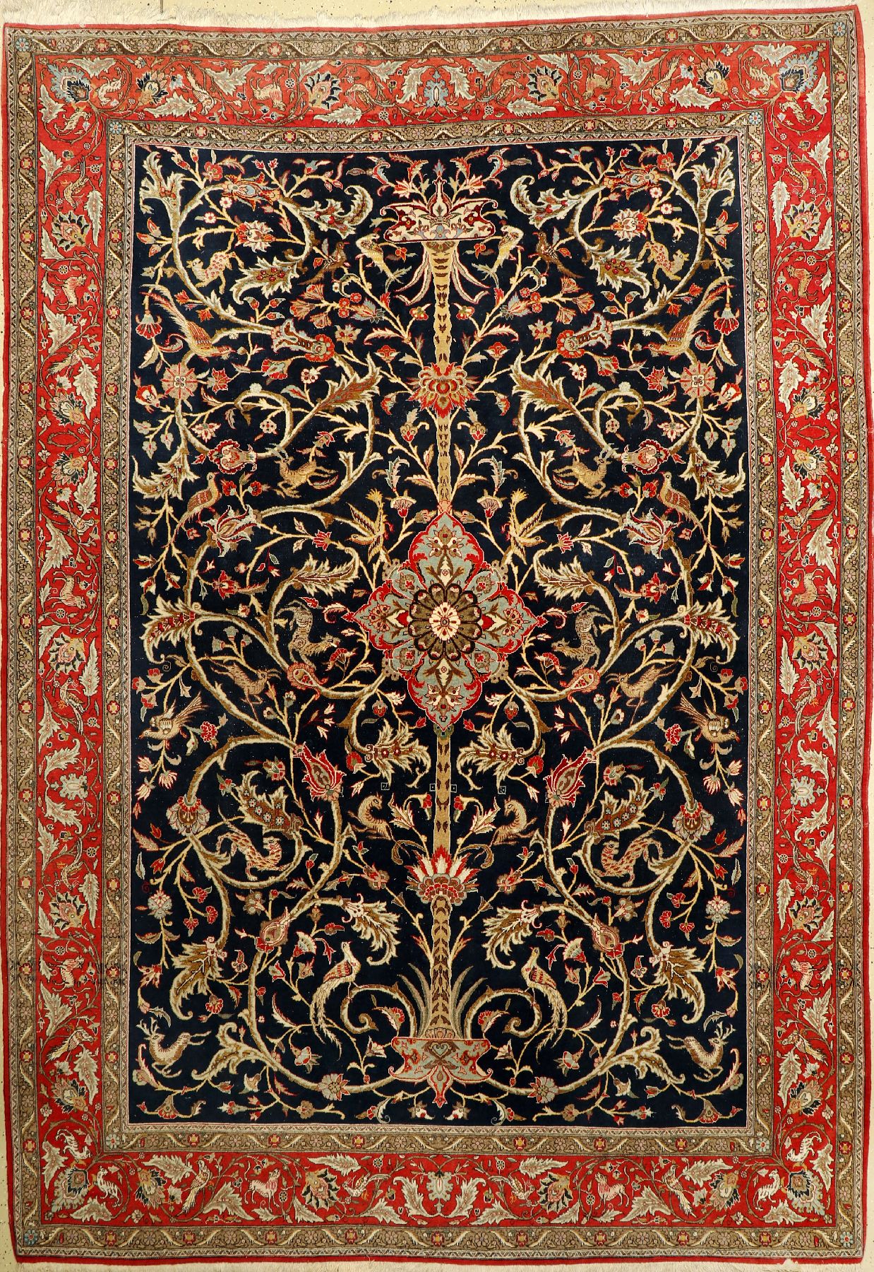 Seltener Ghom Kork alt, Persien, (Lebensbaum), ca. 60 Jahre, Korkwolle mit Seide, ca. 325 x 228 cm, seltenes Muster, EHZ:3