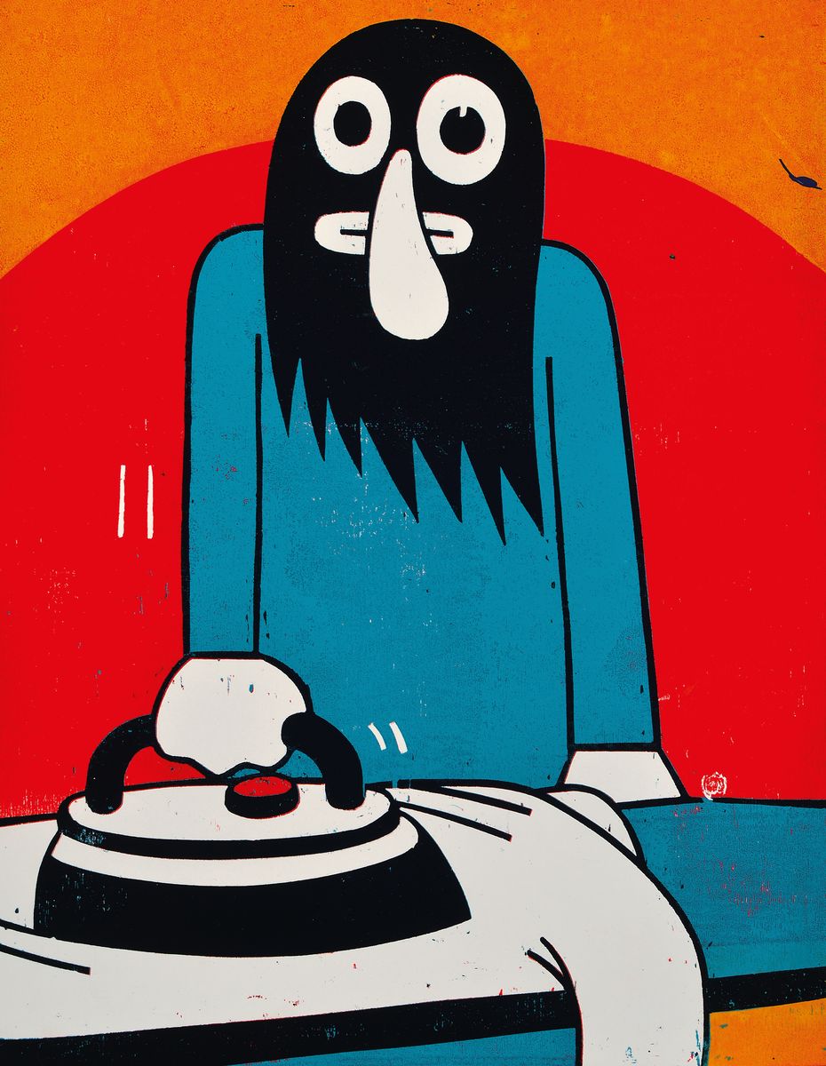 Roman Klonek, geb. 1969 Katowice/Poland, Farbholzschnitt, Titel: Bruce, verso sign., dat. 2009, und num. 7/8, ca. 40,3x31,5 cm