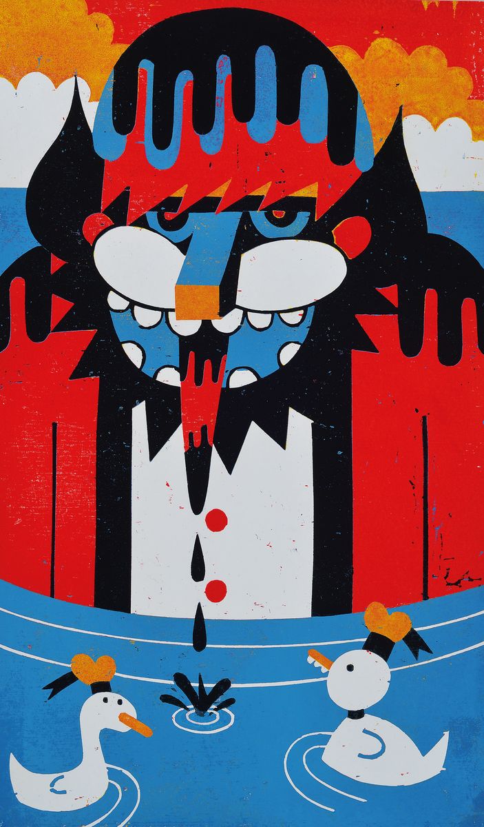 Roman Klonek, geb. 1969 Katowice/Poland, Farbholzschnitt, Titel: Levy, verso sign., dat.2010, und num. 1/8, ca. 47,8x29 cm