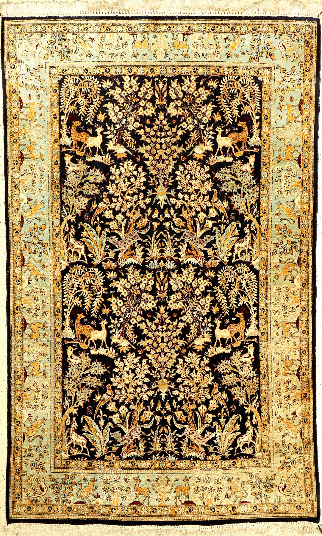Seiden Ghom alt, Persien, ca. 50 Jahre, reine Naturseide, ca. 210 x 130 cm, EHZ: 2