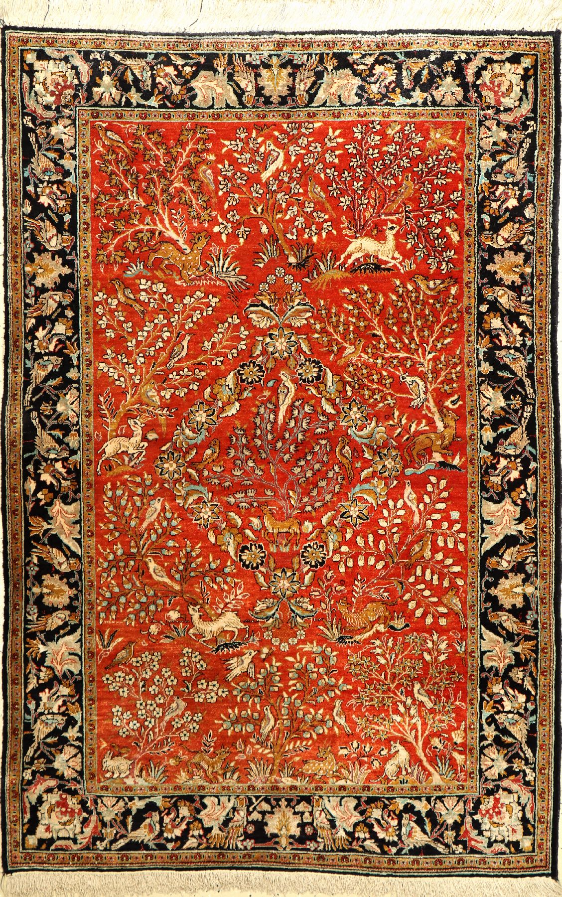Seiden Ghom alt, Persien, ca. 40 Jahre, reine Naturseide, ca. 161 x 108 cm, EHZ: 2