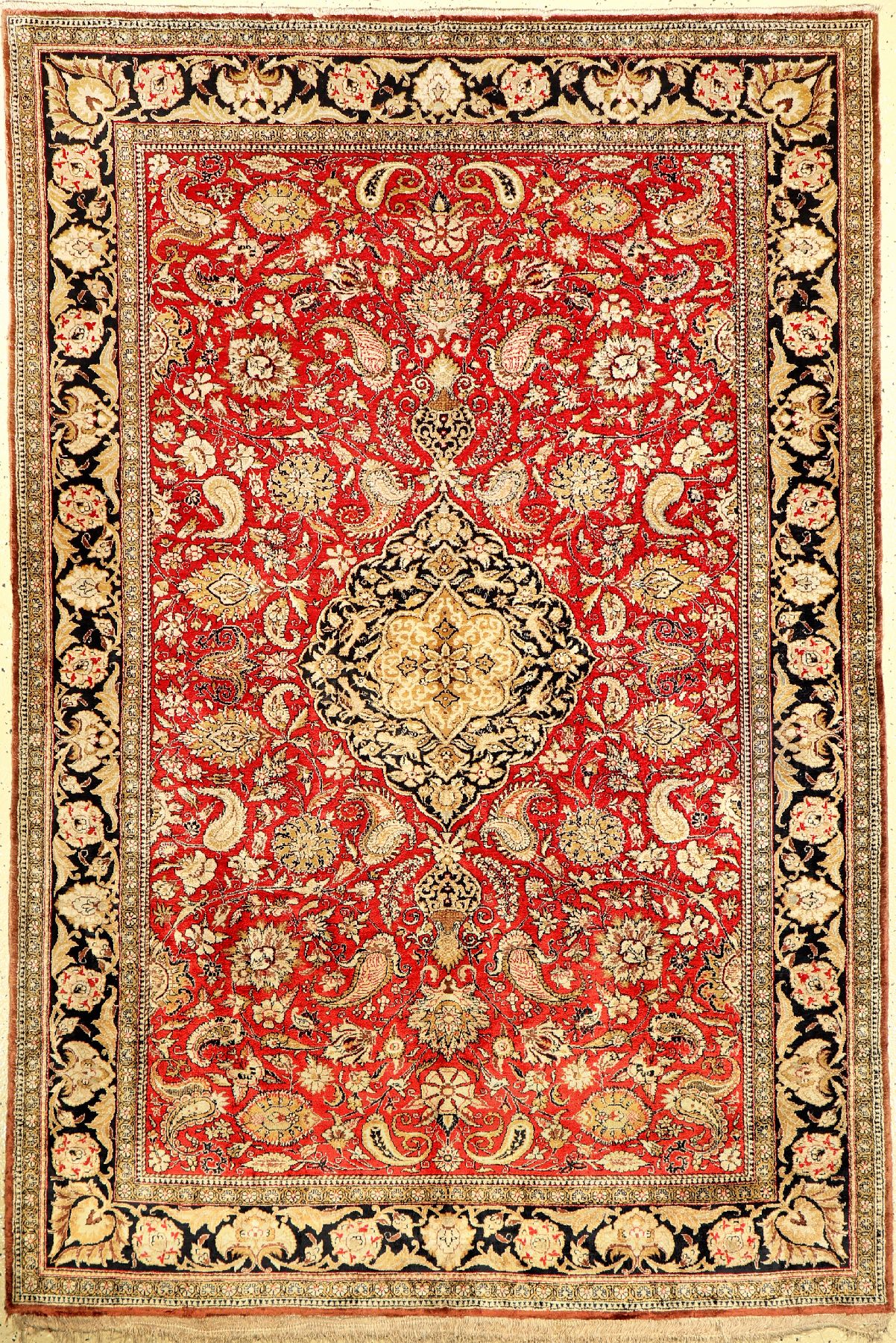 Seiden Ghom alt, Persien, ca. 40 Jahre, reine Naturseide, ca. 205 x 140 cm, EHZ: 3