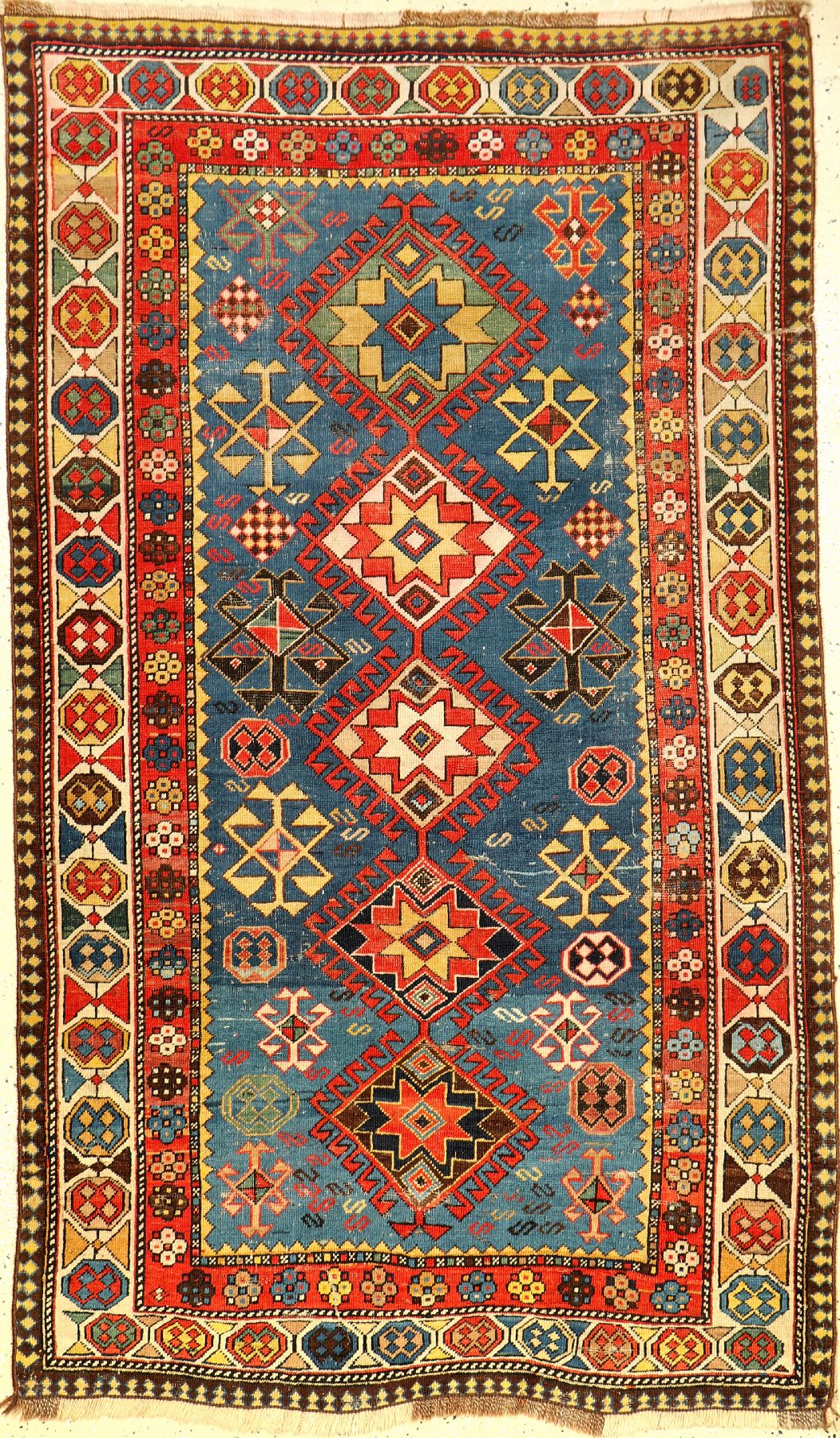 Blauer Schirwan antik, Kaukasus, um 1890, Wolle auf Wolle, ca. 179 x 108 cm, EHZ: 3-4