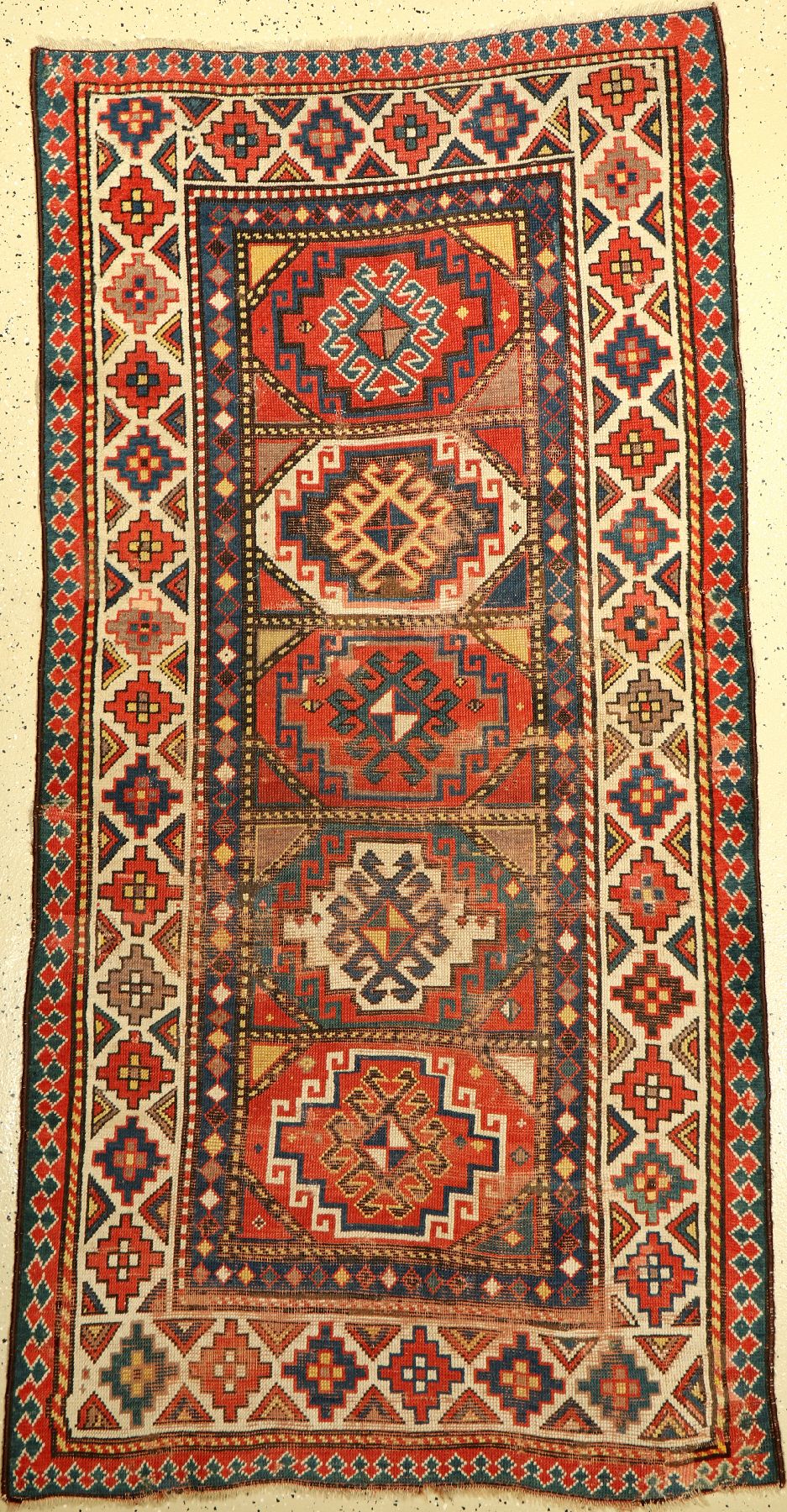 Kasak antik, Kaukasus, Ende 19.Jhd., Wolle auf Wolle, ca. 220 x 116 cm, EHZ: 4