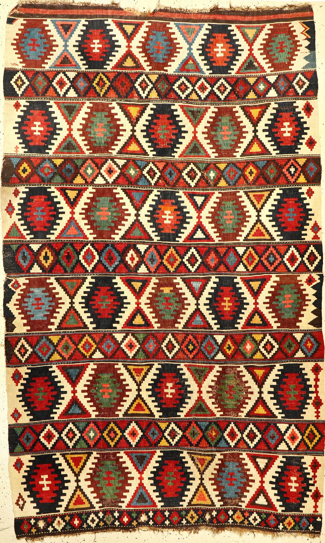 Schirwan Kelim antik, Kaukasus, Ende 19.Jhd., Wolle auf Wolle, ca. 242 x 145 cm, EHZ: 4
