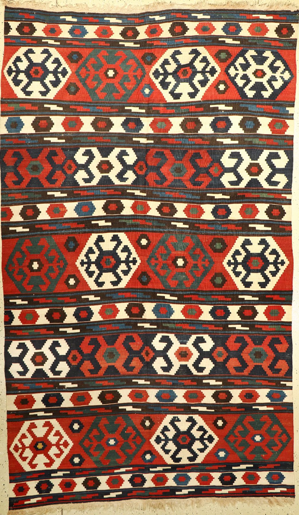 Azeri Kelim antik, Kaukasus, um 1900, Wolleauf Wolle, ca. 291 x 175 cm, EHZ: 2-3