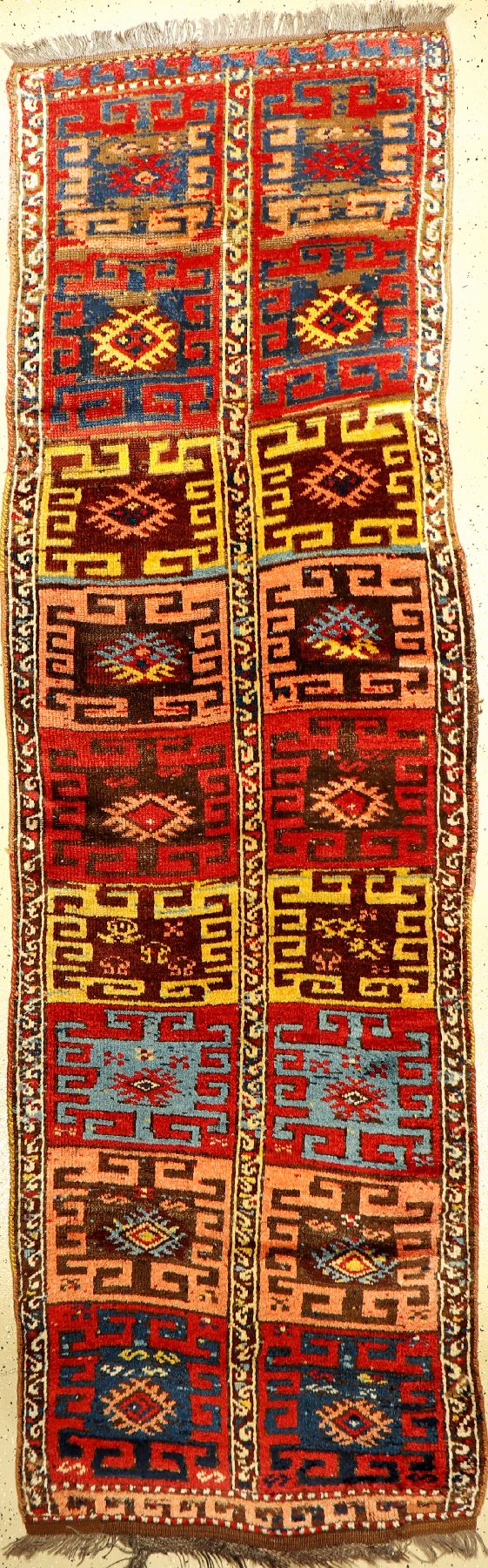 Kurdischer "Galerie" antik, Türkei, Ende 19.Jhd., Wolle auf Wolle, ca. 282 x 87 cm, EHZ: 2-3, Rarität.
