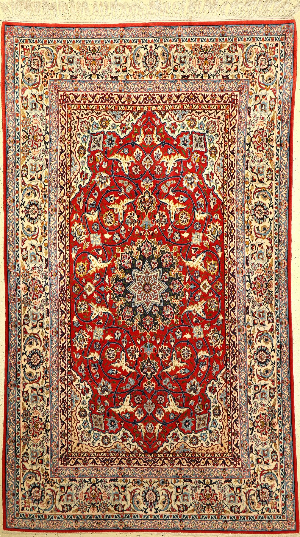 Esfahan fein, Persien, ca. 30 Jahre, Korkwolle auf Seide, ca. 247 x 143 cm, EHZ: 2-3
