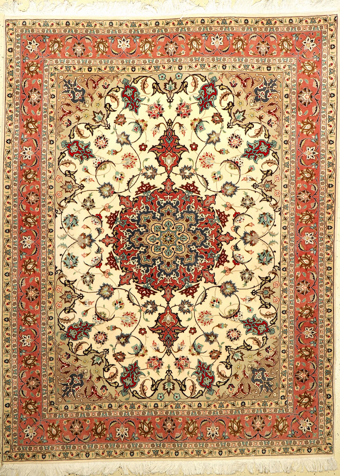 Täbriz fein (50 RAJ), Persien, ca. 20 Jahre, Korkwolle mit Seide, ca. 200 x 152 cm, EHZ: 2-3