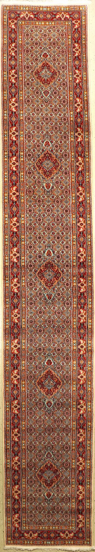 Mud fein, Persien, ca. 30 Jahre, Korkwolle mit Seide, ca. 490 x 80 cm, EHZ: 2, (gereinigt)