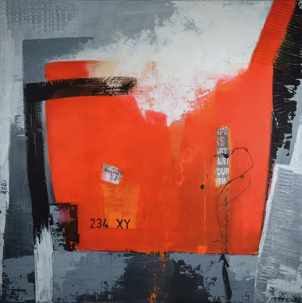Silvia Sartelet, geb. 1947 Berlin, Abstrakte Komposition, Acryl/Lwd, sign., ca, 100x100 cm