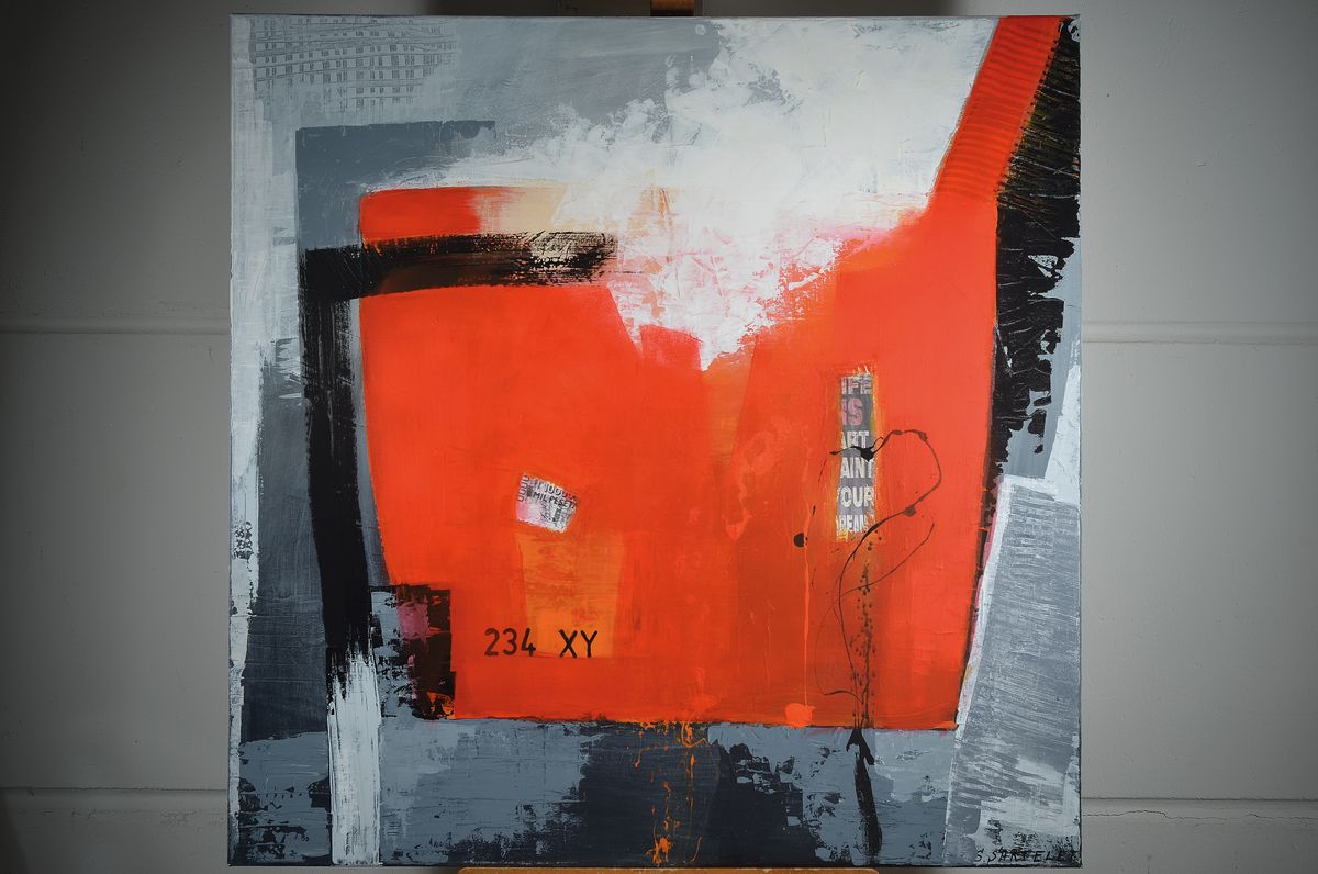 Detail k: Silvia Sartelet, geb. 1947 Berlin, Abstrakte Komposition, Acryl/Lwd, sign., ca, 100x100 cm
