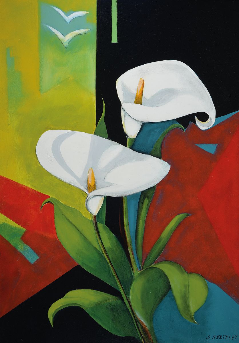 Silvia Sartelet, geb. 1947 Berlin, Stillleben, Acryl/Lwd, sign., Rahmen, ca. 108x78 cm