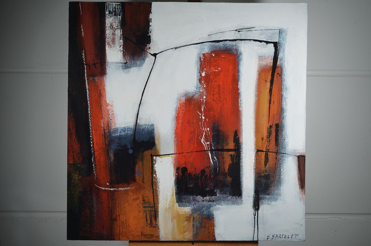Detail k: Silvia Sartelet, geb. 1947 Berlin, Abstrakte Komposition, Acryl/Lwd, sign., ca. 91x90 cm