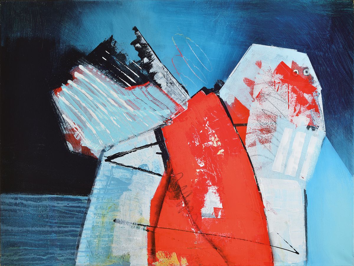 Silvia Sartelet, geb. 1947 Berlin, Abstrakte Komposition, Diptychon, Acryl/Lwd, sign., je ca. 80x60 cm