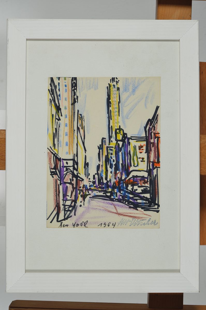 Detail k: Otto Ditscher, 1903-1987 Neuhofen, New York, Filz- und Buntstift, bez. und dat. 1964, Signaturstempel, ca. 19x14cm, u.Gl., R.