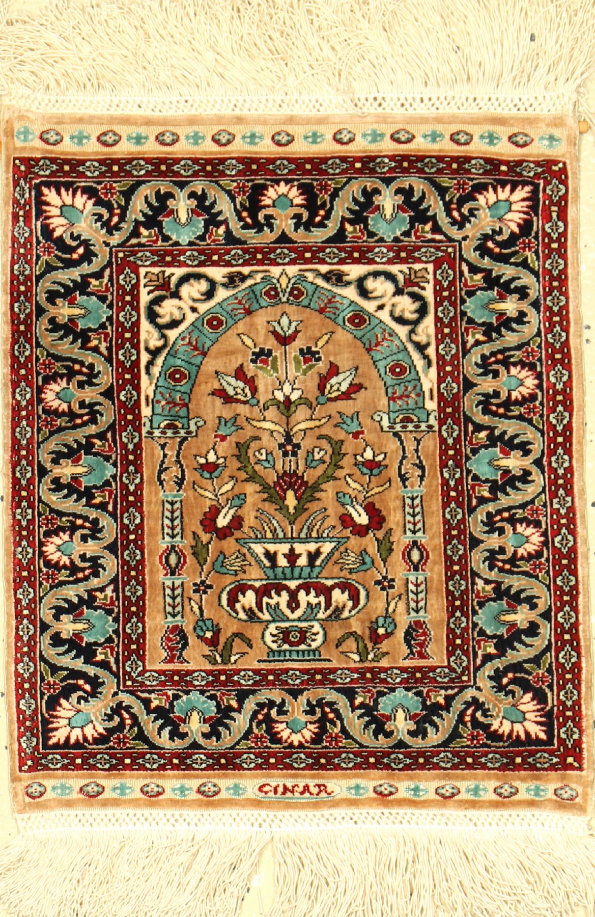 Hereke Seide, Türkei, um 1970, reine Naturseide, ca. 31 x 26 cm, EHZ: 2
