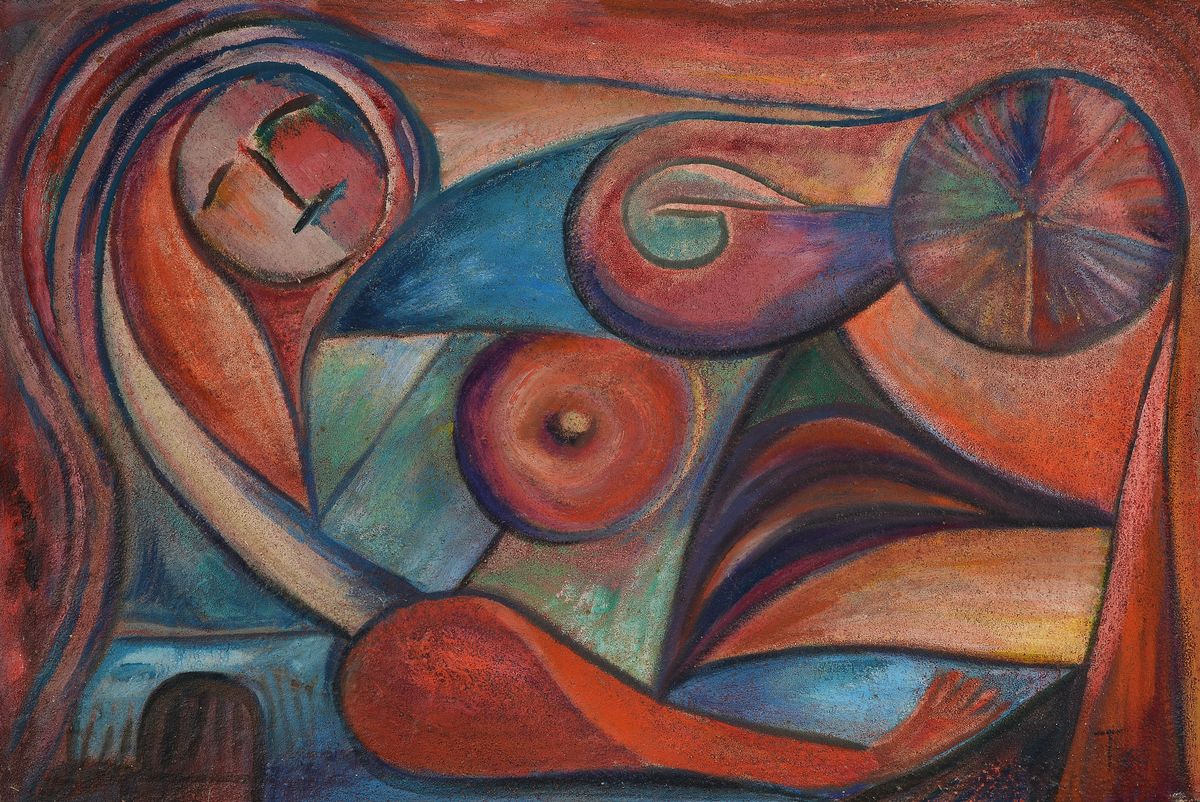 Walter Tanau, 1911 Lyck-1971 Kelheim, Liegende, Öl/Lwd, rechts unten monogr. T und dat. 60, ca. 61x91cm