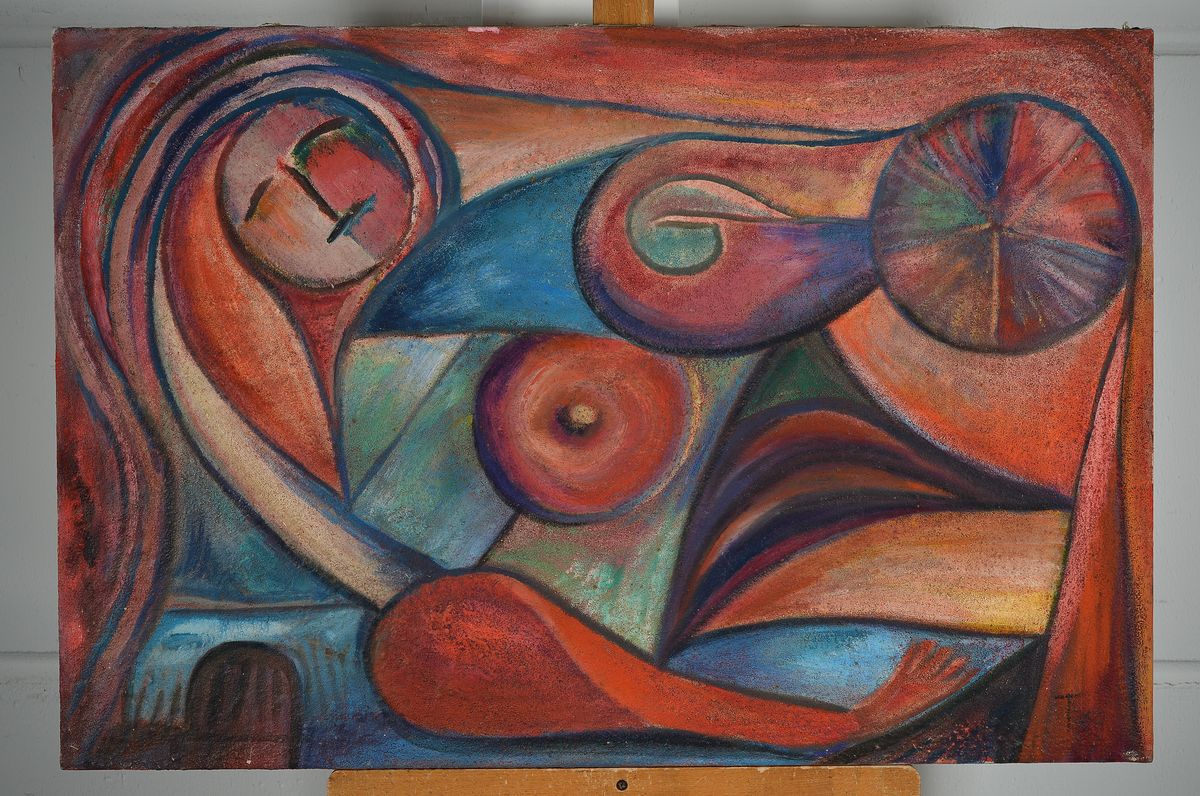 Detail k: Walter Tanau, 1911 Lyck-1971 Kelheim, Liegende, Öl/Lwd, rechts unten monogr. T und dat. 60, ca. 61x91cm
