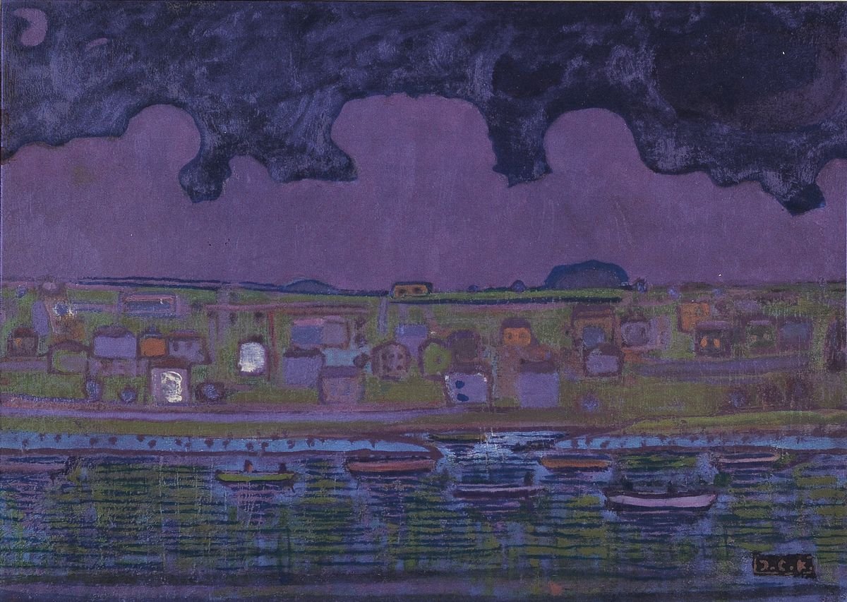 Ihsan Cemal Karaburcak, 1898-1970, Abenddämmerung am Meer, Farboffset auf Porzellan, im Druck monogrammiert, ca. 30x42cm/47x55cm, R.