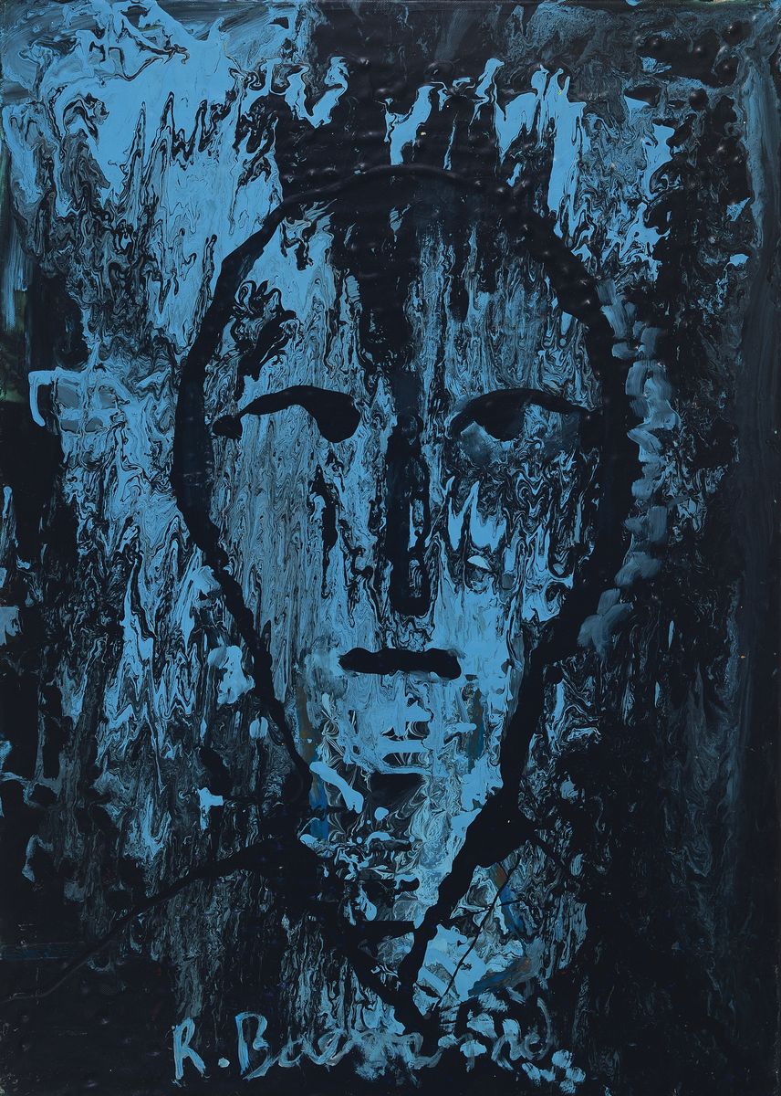 Rudi Baerwind, 1910 Mennheim-1982, Studium in Berlin, München und Paris, war Schüler von Fernand Leger, hier: Porträt, schwarze und blaue ...