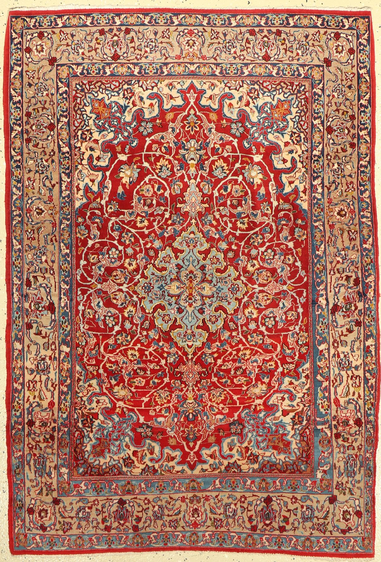 Esfahan fein, Persien, ca. 50 Jahre, Korkwolle mit und auf Seide, ca. 154 x 105 cm,EHZ: 2-3