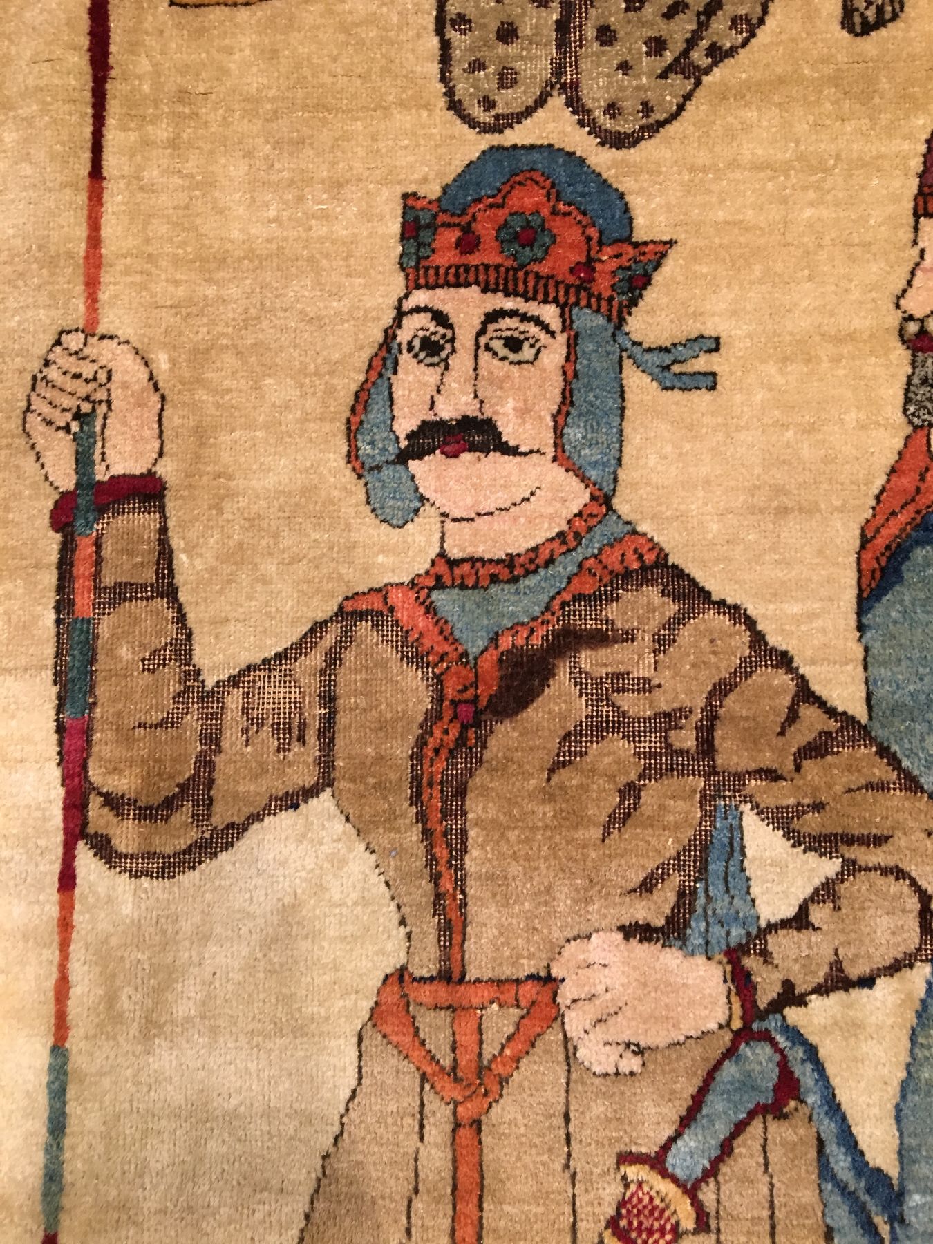 Detail f: Feiner Kerman "Ravar" Bildteppich antik (Schah Houschang), Südpersien, 19.Jhd., Korkwolle geknüpft auf Baumwolle. Seltener und sehr ...