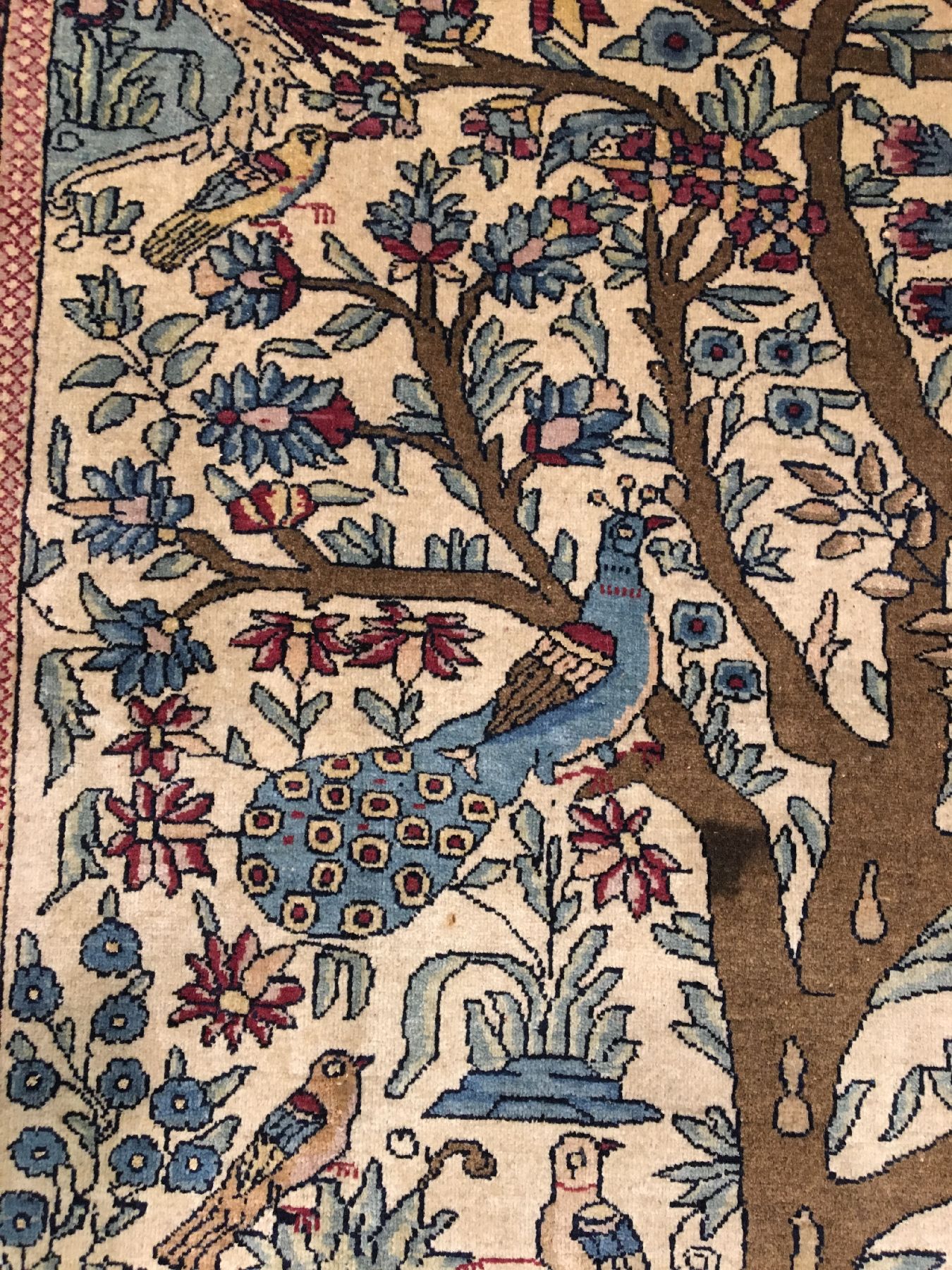 Detail c: Feiner und seltener Esfahan "Ahmad" (Part- Silk) antik (Lebensbaum), Zentralpersien, Ende 19.Jhd., Korkwolle mit Seide geknüpft auf ...
