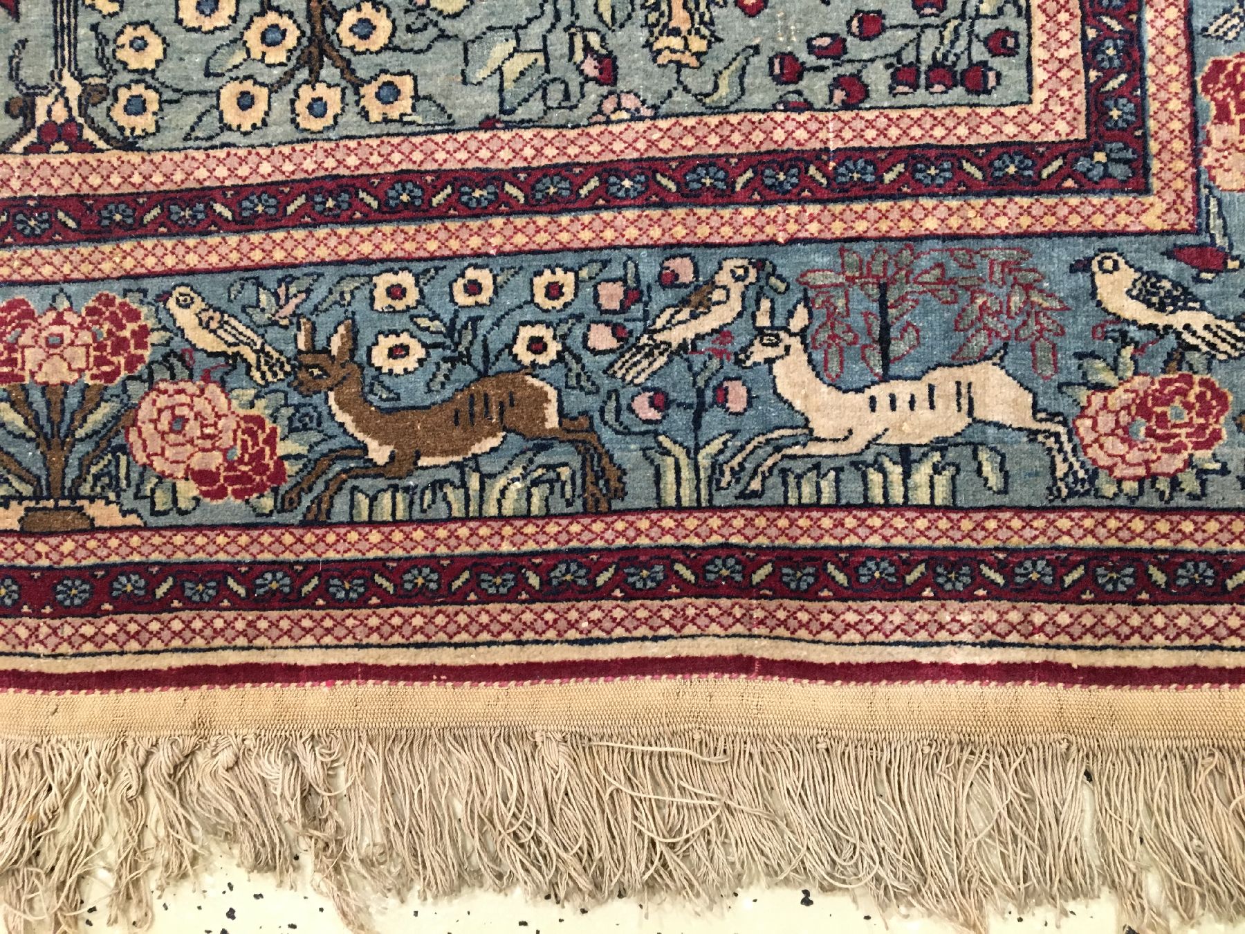 Detail f: Feiner und seltener Esfahan "Ahmad" (Part- Silk) antik (Lebensbaum), Zentralpersien, Ende 19.Jhd., Korkwolle mit Seide geknüpft auf ...