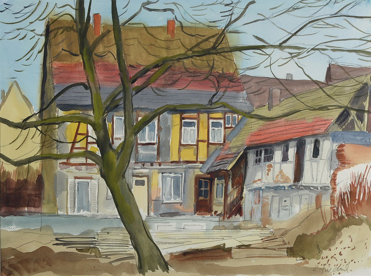 Heinz Friedrich, 1924-2018, Aquarell, rechts unten sign., PP, 39x52 cm, unter Glas gerahmt , gesamt ca. 62x72 cm