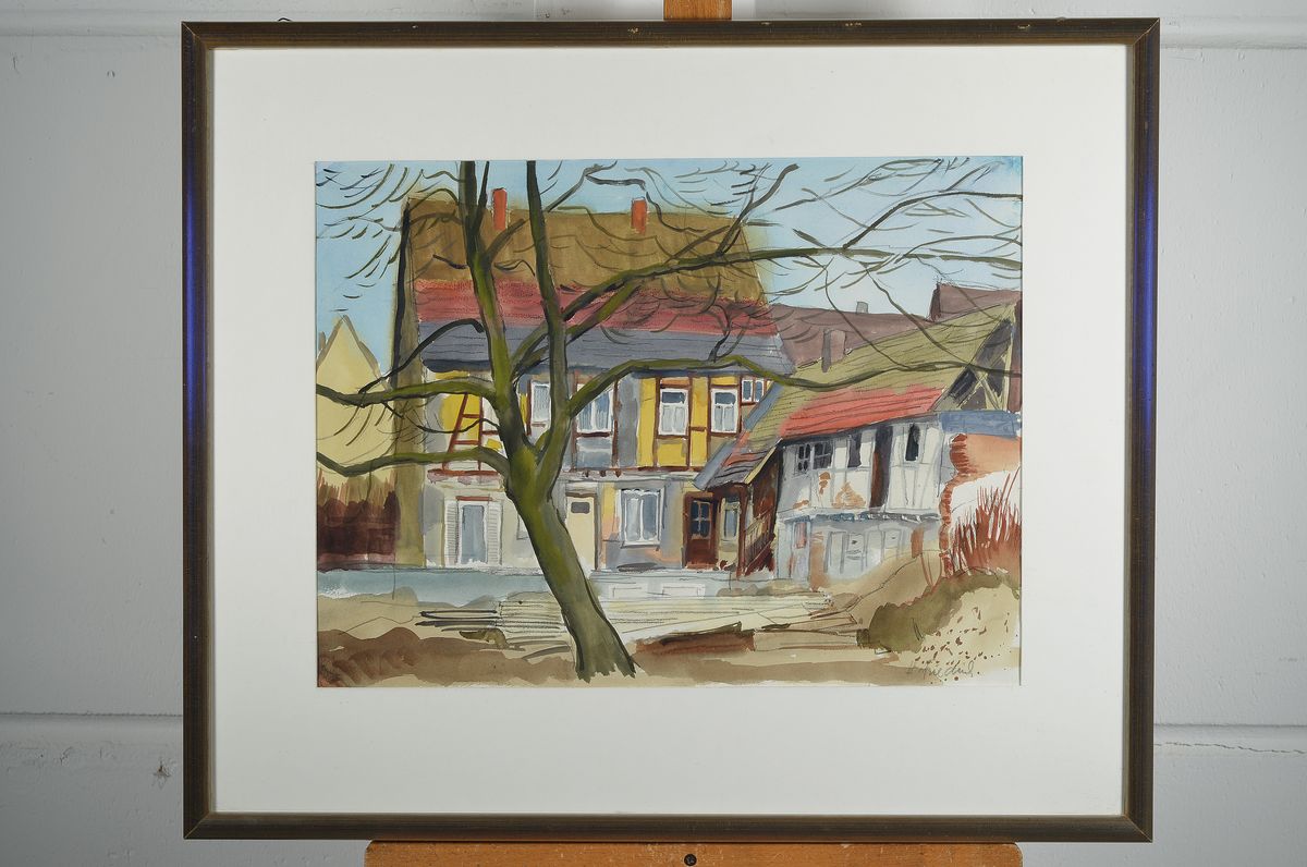 Detail k: Heinz Friedrich, 1924-2018, Aquarell, rechts unten sign., PP, 39x52 cm, unter Glas gerahmt , gesamt ca. 62x72 cm