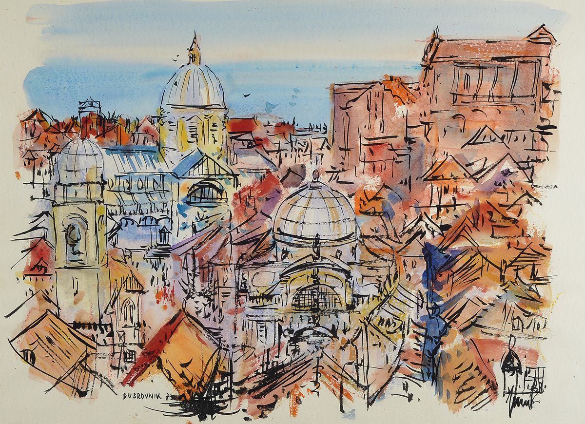 Detail c: 3Georg Günther Zeuner, 1923 Dresden-2011 Speyer , Konvolut aus 2 Aquarellen, je sign., eins davon dat. 73, je unter Glas gerahmt, gesamt 79x61, ...