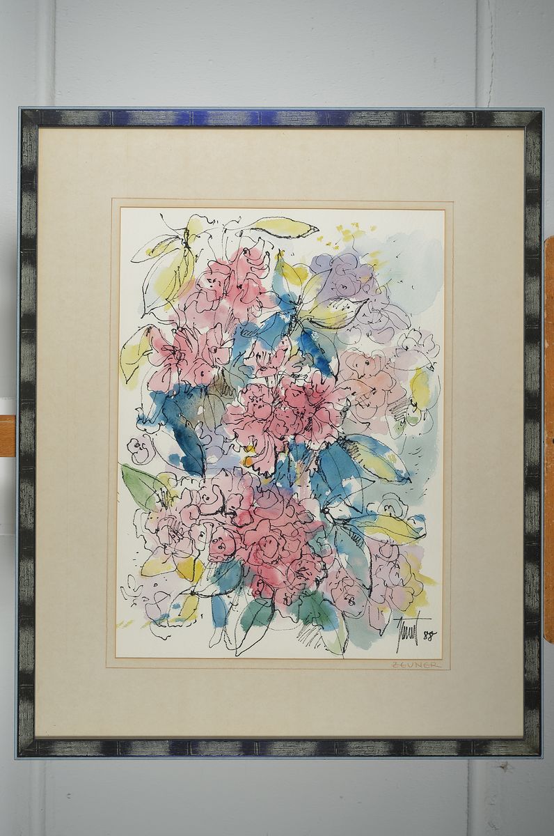 Detail k: Georg Günther Zeuner, 1923 Dresden-2011 Speyer, Blumendarstellung, Aquarell, sign., dat.88, PP, ca. 54x39 cm, unter Glas gerahmt, gesamt ca. 79x64 cm