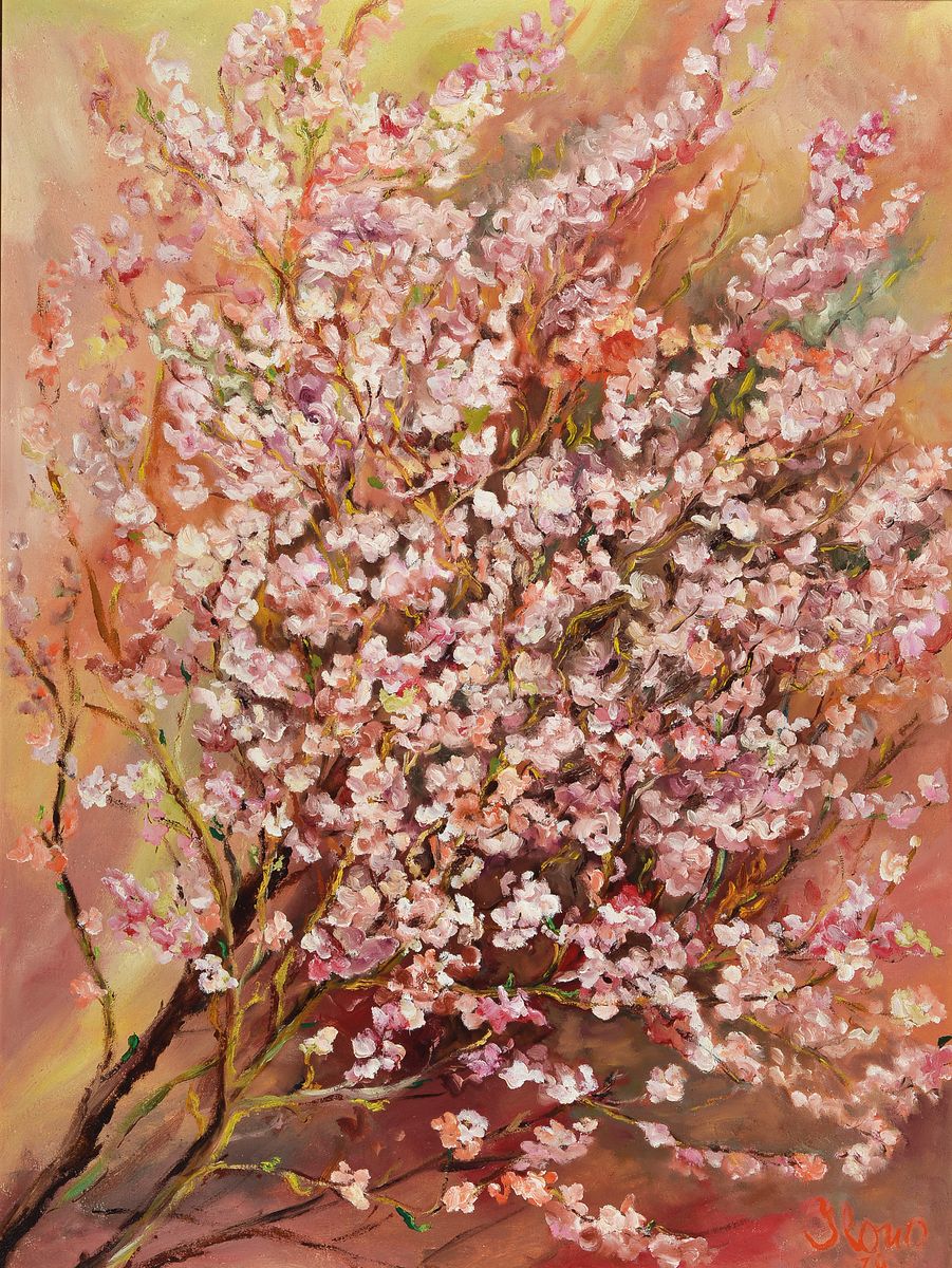 Unbekannter Künstler, Blumendarstellung, Öl/Lwd, unleserlich sign., Rahmen, ca. 92x74 cm