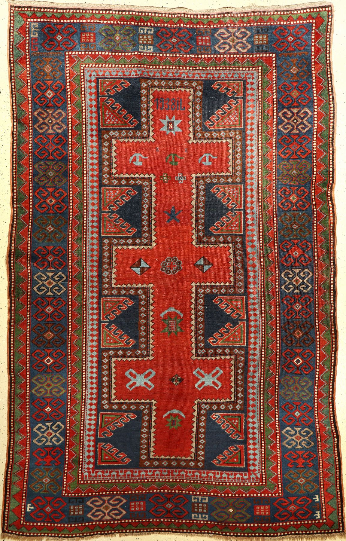 Armenische Kasak alt, Kaukasus, datiert 1938., Wolle auf Wolle, ca. 260 x 162 cm, EHZ:3