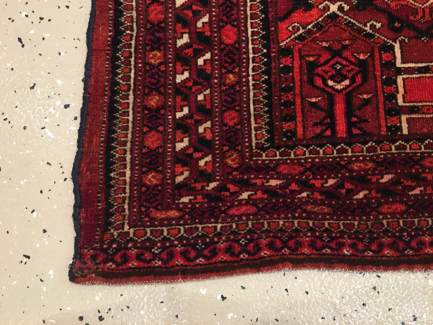Detail e: Tekke "Jollar" antik, Turkmenistan, 19.Jhd., Wolle mit gelben Seiden-Highlights geknüpft auf Wolle. Breites Format, ausdrucksstarke ...