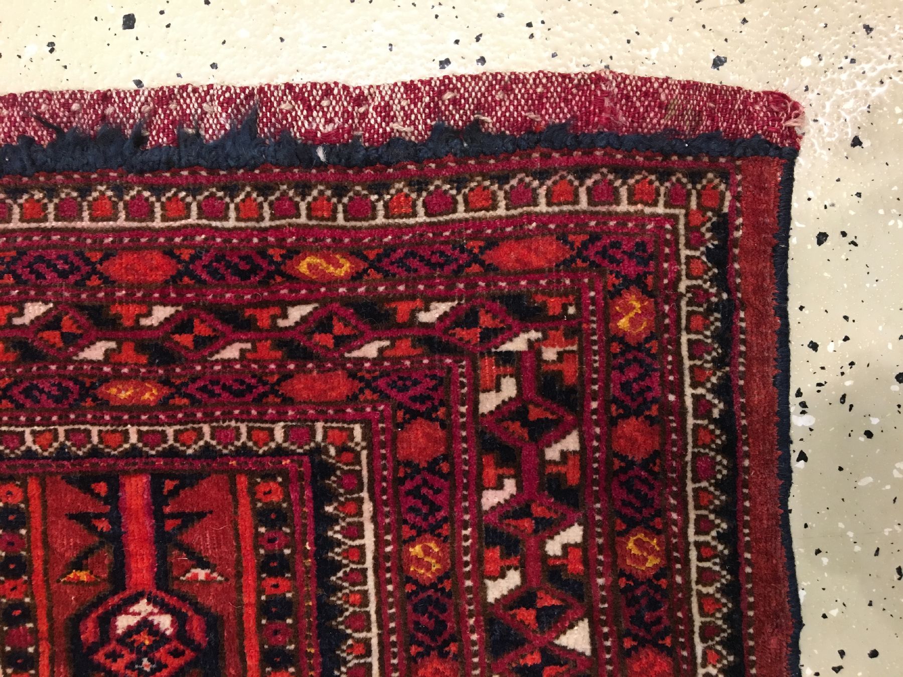 Detail f: Tekke "Jollar" antik, Turkmenistan, 19.Jhd., Wolle mit gelben Seiden-Highlights geknüpft auf Wolle. Breites Format, ausdrucksstarke ...