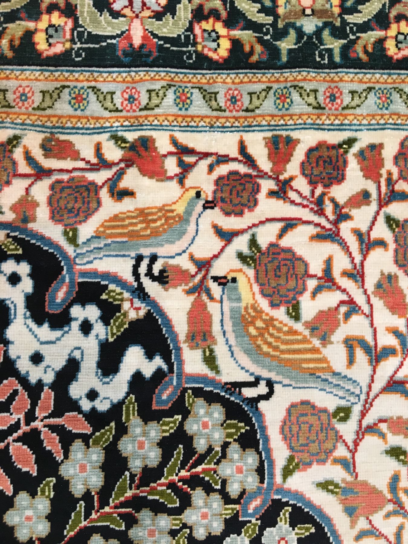 Detail f: Sehr feiner Seiden Hereke "14x14 Knotung" alt (Signiert), Türkei, um 1960, reine Naturseide. Hochfeiner Seiden Hereke mit ca. 2 Mil. ...