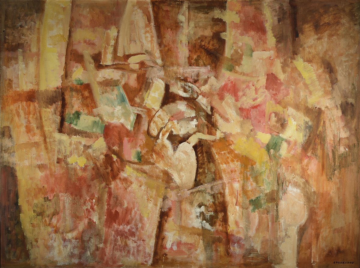 Yves Jouannaud, 1924-1995, Tabak Kollegium, öl/Lwd, rückseitig auf altem Etikett betitelt, rechts unten signiert, ca. 100x130cm, R.