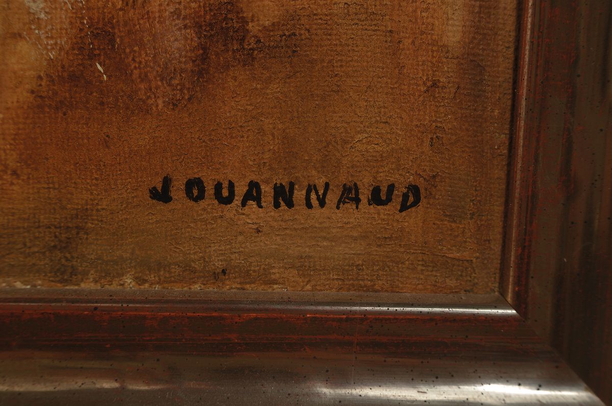 Detail c: Yves Jouannaud, 1924-1995, Tabak Kollegium, öl/Lwd, rückseitig auf altem Etikett betitelt, rechts unten signiert, ca. 100x130cm, R.