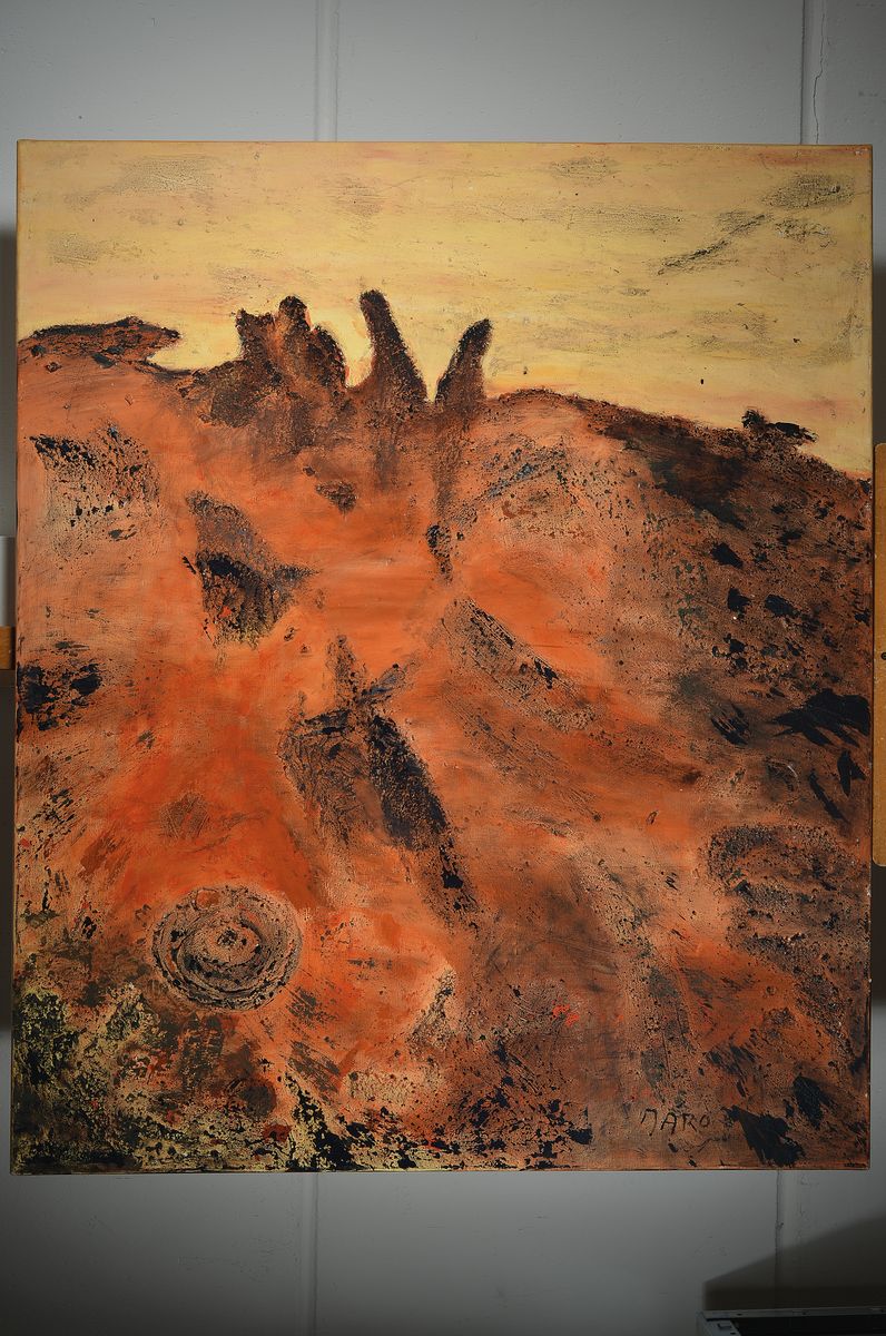 Detail k: Antonio Màro, geb. 1928 Catacaos/Peru, Schüler von Ricardo Grau und Willi Baumeister,hier: Ohne Titel, Öl und Strukturputz auf Lwd, rechts unten ...