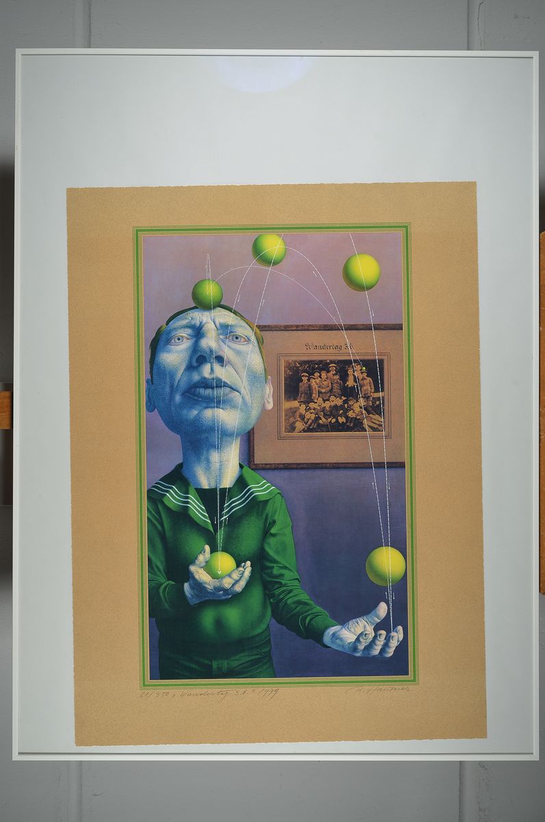 Detail k: Rudolf Hausner, 1914-1995, Wandertag 3b, Farblithographie von 1979, handsigniert, betitelt und num. 81/350, ca. 75.5x55.5cm, u.Gl., R.