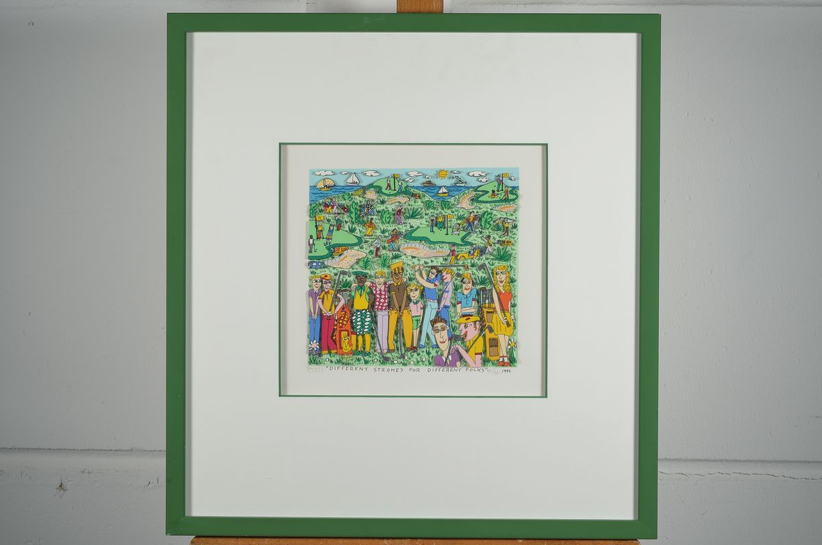 Detail k: James Rizzi, 1950-2011, Different strokes for different folks, dreidimensionale Farblitho von 1992, handsign. und num. 53/350,ca. 22x22cm, u.Gl., R. ...